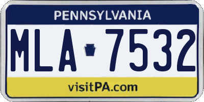PA license plate MLA7532
