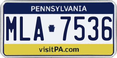 PA license plate MLA7536