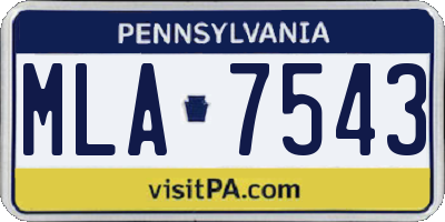 PA license plate MLA7543