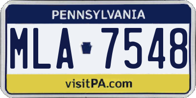 PA license plate MLA7548