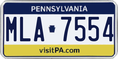 PA license plate MLA7554