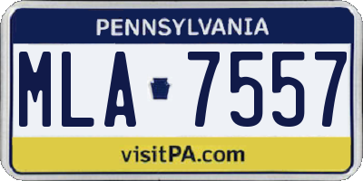 PA license plate MLA7557