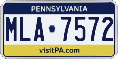 PA license plate MLA7572