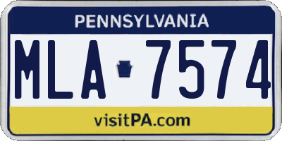 PA license plate MLA7574