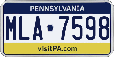 PA license plate MLA7598