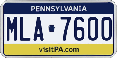 PA license plate MLA7600