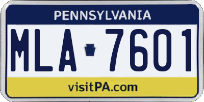 PA license plate MLA7601