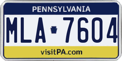 PA license plate MLA7604
