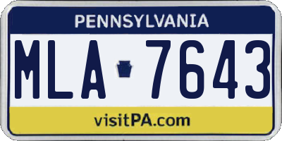 PA license plate MLA7643