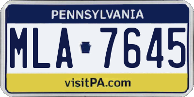 PA license plate MLA7645