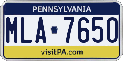 PA license plate MLA7650