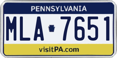 PA license plate MLA7651