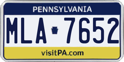 PA license plate MLA7652