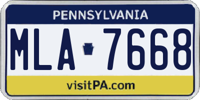 PA license plate MLA7668