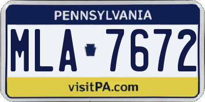 PA license plate MLA7672
