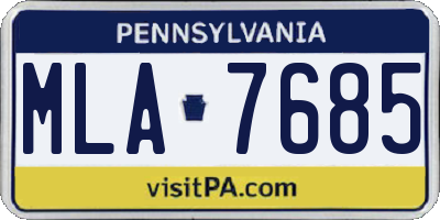 PA license plate MLA7685