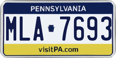 PA license plate MLA7693