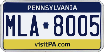 PA license plate MLA8005