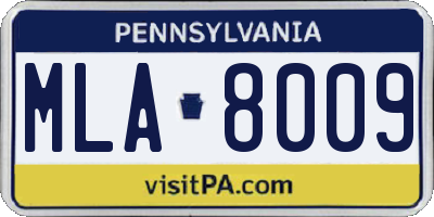 PA license plate MLA8009