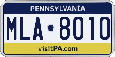 PA license plate MLA8010