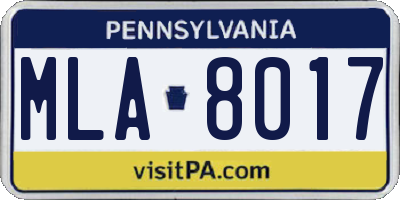 PA license plate MLA8017