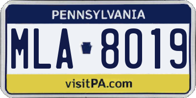 PA license plate MLA8019