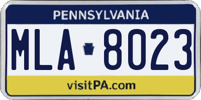 PA license plate MLA8023
