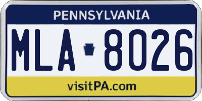 PA license plate MLA8026
