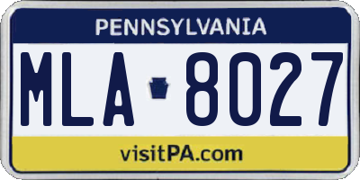 PA license plate MLA8027
