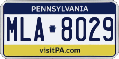 PA license plate MLA8029