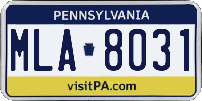 PA license plate MLA8031