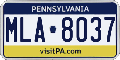 PA license plate MLA8037