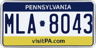 PA license plate MLA8043