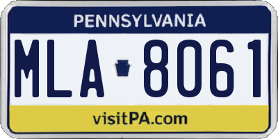 PA license plate MLA8061