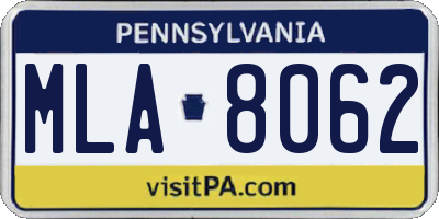 PA license plate MLA8062