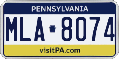 PA license plate MLA8074