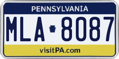 PA license plate MLA8087