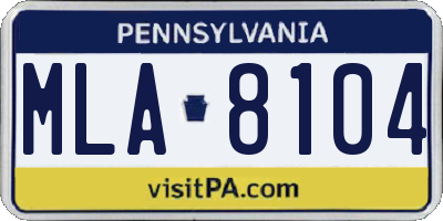 PA license plate MLA8104