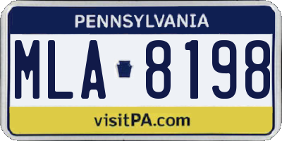 PA license plate MLA8198