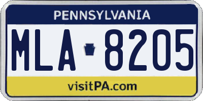 PA license plate MLA8205
