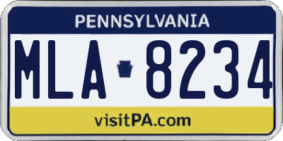 PA license plate MLA8234