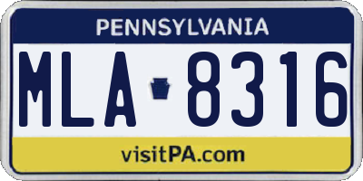 PA license plate MLA8316