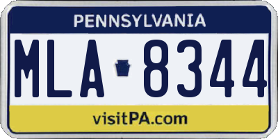 PA license plate MLA8344