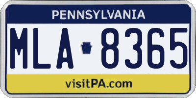 PA license plate MLA8365