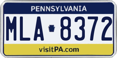PA license plate MLA8372