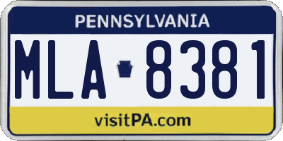 PA license plate MLA8381
