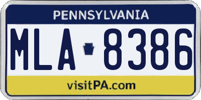 PA license plate MLA8386