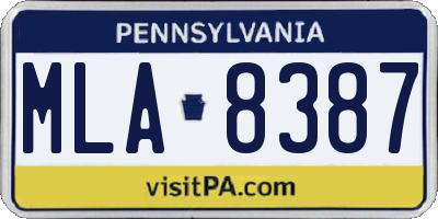 PA license plate MLA8387