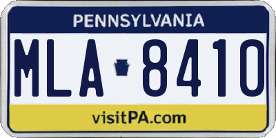 PA license plate MLA8410