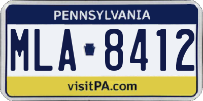 PA license plate MLA8412